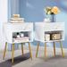Trent Austin Design® Kempst Mid-Century Modern Wood Nightstands For Bedroom, Set Of 2 Wood/Metal in White | 23.6 H x 15.7 W x 11.8 D in | Wayfair