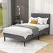 Winston Porter Kinsington Twin Tufted Low Profile Platform Bed Upholstered/Linen in Gray | 39 H x 40 W x 79 D in | Wayfair