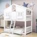 Harper Orchard Vibbert Twin Over Twin Wooden Bunk Bed w/ Shelves in White | 87 H x 42 W x 82 D in | Wayfair 6EFDDFD70AA14995BBBC0ED229362203