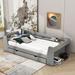 Latitude Run® Twin 2 Drawers Wood Daybed w/ Shelves & Built-In Charging Station Wood in Gray | 23.2 H x 47.2 W x 90.2 D in | Wayfair