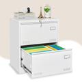 Inbox Zero Lexxie Lateral Filing Cabinet w/ 2 Lockable Drawers, 23.6"Wide, Ideal For Legal File Storage in White | Wayfair