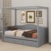 Red Barrel Studio® Tenyia Twin Size Canopy Day Bed w/ Twin Size Trundle Wood in Gray | 66.1 H x 41.3 W x 77.6 D in | Wayfair