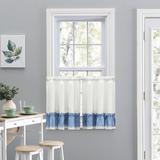 August Grove® Bralynne Solid Cotton Blend Tailored Cafe Curtain Cotton Blend in Gray/Green/White | 30 H x 82 W in | Wayfair
