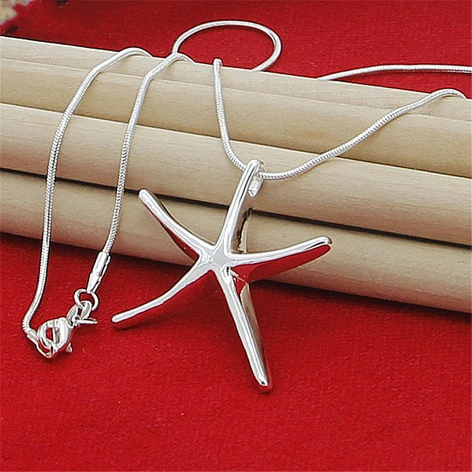 Collana con ciondoli in argento sterling 925 di lunghezza 40-75 cm Stella marina Gioielli Catena di moda Donna Lady Festa di nozze
