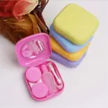 Macaron Color Eye Contact Lenses Cases Girl Black Purple Contacts Lens Container Case with Silicone