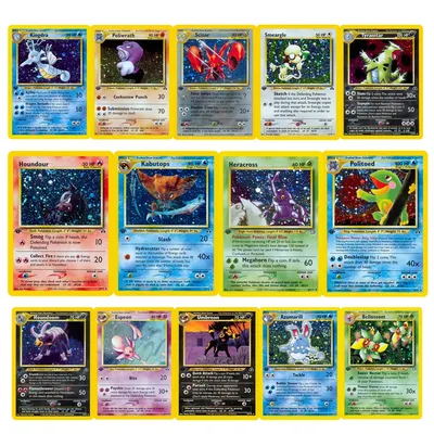 Pokémon 1. Auflage Neo Single Flash Cards Espeon Bellossom Houndoom Poliwrath Game Collection Karten Image