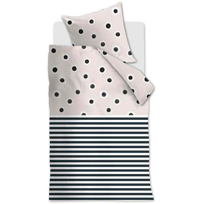 Bettwäsche VTWONEN "Stripe and Eye", beige (natur), B/L: 155cm x 220cm, , Renforcé, B/L: 80cm x 80cm, Renforcu00e9, Obermaterial: 100% Baumwolle, Bettwäsche Image