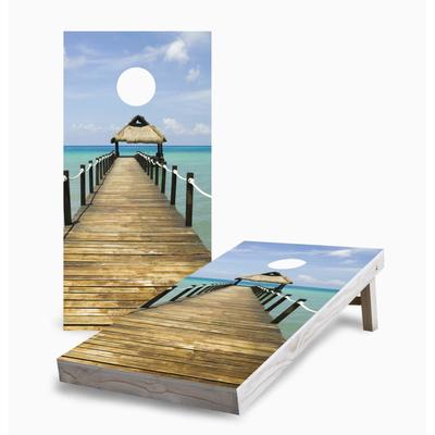 Beach Boardwalk Cornhole Game (Choose Wraps or Boards)