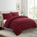 Printed Ultra Soft Rayon from Bamboo All Season Duvet Cover Set with Corner Tie and Hidden Zipper, Red Black Plaid