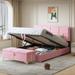 2-Pieces Bedroom Sets, Queen Size Upholstered Platform Bed with Hydraulic Storage System, Storage Ottoman with Metal Legs