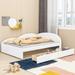 White Full Size PU Upholstered Tufted Daybed Wood Platform Bed Frame