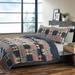 Farmhouse Red Navy Plaid 100-Percent Cotton Reversible Quilt Set