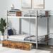 Twin XL over Twin XL Metal Bunk Bed with Safety Full-Length Guardrail and Two Storage Drawers, Ladder