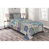 Ambesonne Moroccan Bedspread Decorative Quilted 2 Piece Coverlet Set with Pillow Sham Twin Size