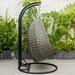 Outdoor 2-Person Wicker Hanging Swing Chair in Charcoal by LeisureMod