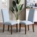 Linen Upholstered Seat Set of 2 Dining Chairs Fabric High-back Chairs with Copper Nails & Wooden Legs Perfect for Restaurant