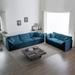Chenille Sofa Sets Square Arm Sleeper Loveseat w/ Pillows(2pcs), Blue
