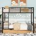 Metal Full Size Convertible Bunk Bed w/ Drawers, Ladder, Safety Guard Rails Storage Bed, Upholstered Bed Convertible into 2 Beds