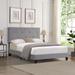 Gray Upholstered Queen Platform Bed - Button Tufted Linen Fabric Headboard, Modern Comfort, No Box Spring