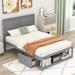 Full Size Platform Bed - Gray, Ample Storage, Headboard, Rustic Appeal, Pine Wood & MDF, No Box Spring
