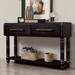 Sofa Table Imitation Crocodile Skin Console Table with Outlets and 2 USB Ports, Entryway Table Side Table with 2 Drawers, Black