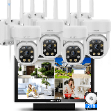 {Monitor All-in-One & 2-Way Audio} 5MP Outdoor Wireless PTZ Security Camera System 10-Channel Wi-Fi Security NVR System WIFI Security System Pan Indoor Video Surveillance DVR Set.