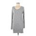 Athleta Casual Dress - Mini Scoop Neck Long sleeves: Gray Marled Dresses - Women's Size 2X-Small