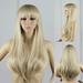 NUZYZ Wig Modern Lady Golden Tone Neat Bangs Long Straight Full Wig COSPLAY Club Hairpiece