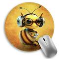 Bee Small Mouse Pad Cute Round Mouse Pads for Desk Travel Mini Mousepad with Non-Slip Rubber Base Portable Mousepads for Wireless Computer Mouse Laptop Office Desk Accessories 8.6 * 8.6 Inch