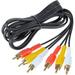 Audio/Video Composite Cable with Gold Plated Connectors - 3 Male to 3 Male 6 Feet DVD/VCR/SAT