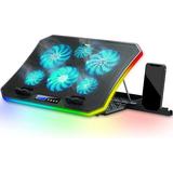 TopMate C12 Laptop Cooling Pad RGB Gaming Notebook Cooler for Desk and Lap Use Laptop Fan Stand 8 Adjustable Heights