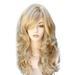 Ruanlalo Sexy Golden Long Curly Slanted Bangs Faux Hair Women Wig Party Cosplay Hairpiece Golden