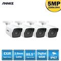 ANNKE Full HD-TVI 5MP Security Camera 4 Pack Ultra HD IP67 Weatherproof Cameras EXIR 100ft/30m Night Vision for 24/7 Coverage