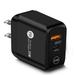 Dual Port USB-C + USB-A Fast Wall Charger Travel Power Adapter PD Fast Charging Compatible with Samsung Galaxy S23 / S22 / S21 / S20 Ultra iPhone 14/13/12/11/Xs/X/XR Universal Black