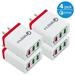 4-Pack USB Wall Charger 30W 3-Ports with Quick Charge 3.0 Wall Charger Adapter Fast Charging for Samsung Galaxy S23/S22/S21/S20/S10/S9/S8 Ultra iPhone 14/13/12/11 Pro Mini X/Xs White/Red
