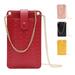 Women Phone Bags Fashion Chain Shoulder Bag Cross Body Bag Purse Wallet Caseï¼ŒRed