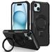 for iPhone 14 Plus Hybrid Case with Magnetic Ring Multi-Angle Stand for Women Men [Excellent Grip Feeling] Drop Protective Case Cover for iPhone 14 Plus 6.7 inch - Black