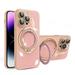 ELEHOLD Rugged Hybrid Case for iPhone 11 Pro Max Case with Folding Ring Kickstand Camera Lens Protector Magnetic Compatible with Mag Safe Slim Fit Shockproof Case pink