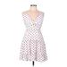 Sim & Sam Casual Dress - A-Line Plunge Sleeveless: White Polka Dots Dresses - Women's Size Medium