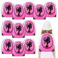 12 Pieces Hot Pink Party Drawstring Bag Princess Party Favors Bags Party Gift Candy Cinch Bags Cute Girl String Backpack for Kid Birthday Decoration Princess Party Supplies