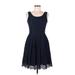 J.Crew Factory Store Casual Dress - A-Line Scoop Neck Sleeveless: Blue Print Dresses - Women's Size 6
