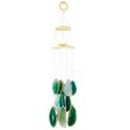 mookaitedecor Large Green Agate Slice Crystal Wind Chime for Home Porch Garden Indoor Outdoor Decoration, Healing Crystal Art Hanging Ornament Reiki Wind Chime Gift Lucky Feng Shui Green Home Decor