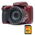 KODAK Pixpro Astro Zoom AZ405 Digital-Bridge + SDHC-Karte KODAK Ultra High Speed U1 32 GB – Kamera 20 Megapixel, X40 Zoom, Weitwinkel, LCD, Video Full HD 1080p, OIS, AA-Batterie – Rot