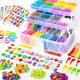 Inscraft 17500+ Rubber Loom Bands with 3 Layer Transparent Container, 28 Colors, 600 S-Clips, 352 Beads, 40 Cartoon Pendant, Bracelet Making Refill Kit for Kids