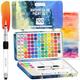 ARTISTRO Watercolor Paint Set, 100 Vivid Colors in Portable Box, Including Metallic, Fluorescent, Pastel Colors. Perfect Travel Watercolor Set for Artsits, Amateur, Hobbyists and Painting Lovers