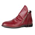 Remxi Mens Leather Boots Chelsea Boots Formal Boots For Men-Fashion High-Top Boots WineRed UK 8