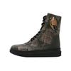 Schnürboots DOGO "Future High Top Boots Explore Damen Stiefeletten", Damen, Gr. 38, Normalschaft, bunt (braun, gelb), Lederimitat, Schuhe, Handgefertigt