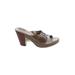 Cole Haan Heels: Slip On Chunky Heel Classic Tan Print Shoes - Women's Size 9 - Open Toe