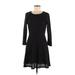 Aqua Casual Dress - A-Line: Black Solid Dresses - Women's Size Medium