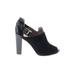 Ann Taylor Heels: Slip-on Chunky Heel Casual Black Solid Shoes - Women's Size 8 1/2 - Almond Toe